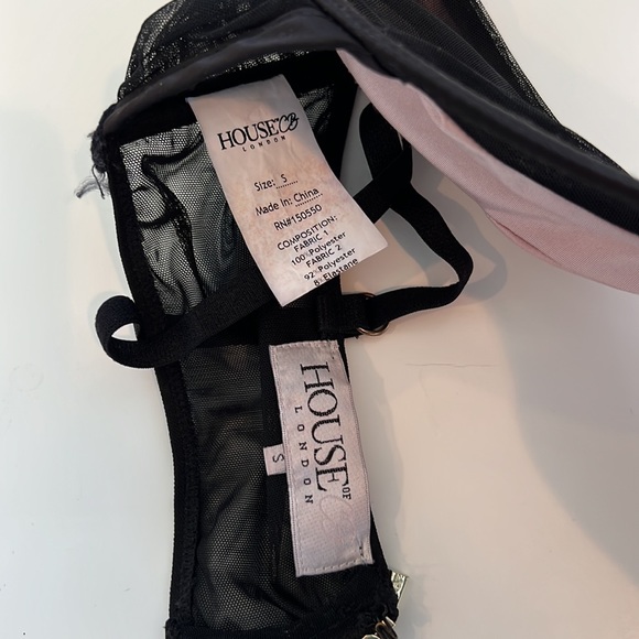 BLACK GATHERED MESH BRA - House of CB (Small) - Picture 3 of 6